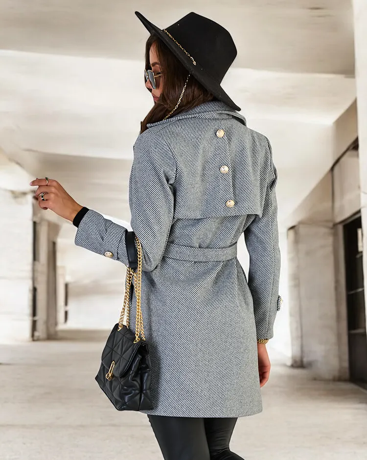 Royalfashion Дамско палто с връзки