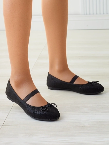 Royalfashion Блестящи дамски балетни обувки с панделка и еластична лента Safte