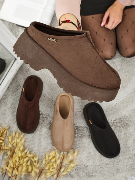 Къси дамски боти а'ла сноубутс с пухкава подплата Calindra