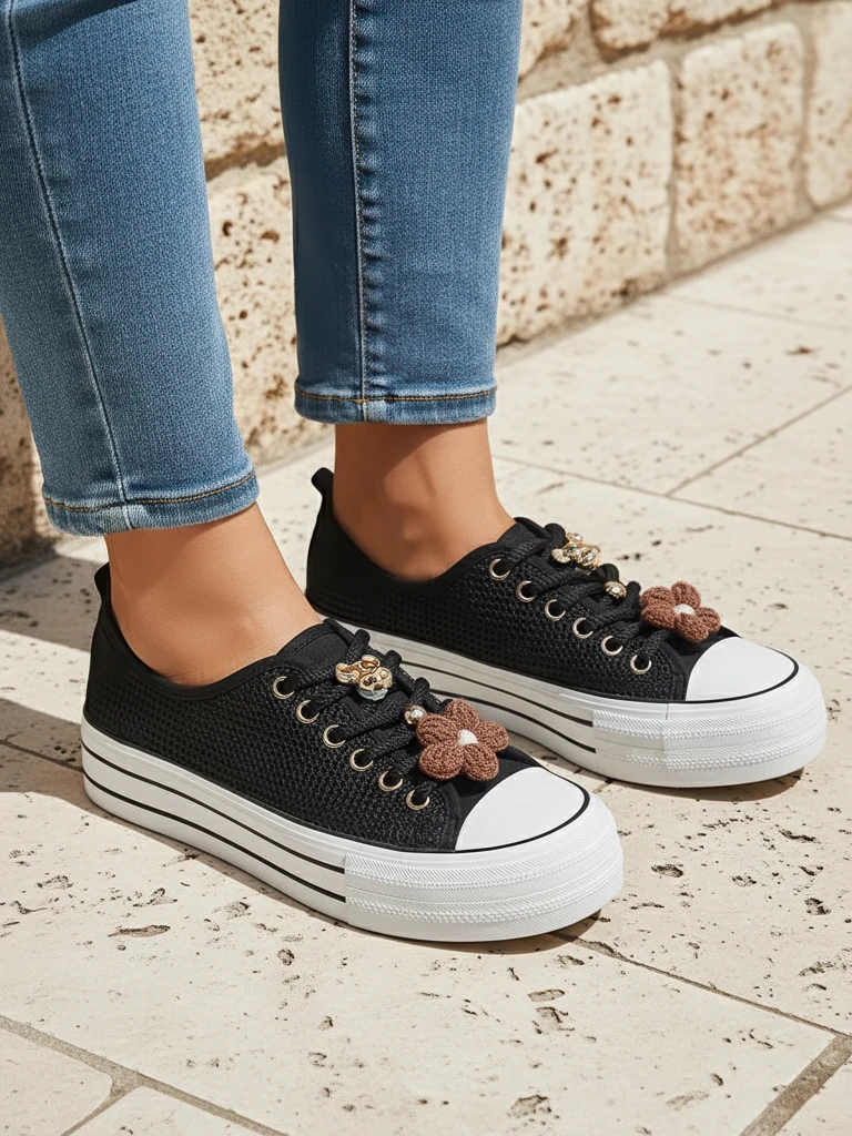 Royalfashion Женски перфорационни маратонки с декорации Osdo