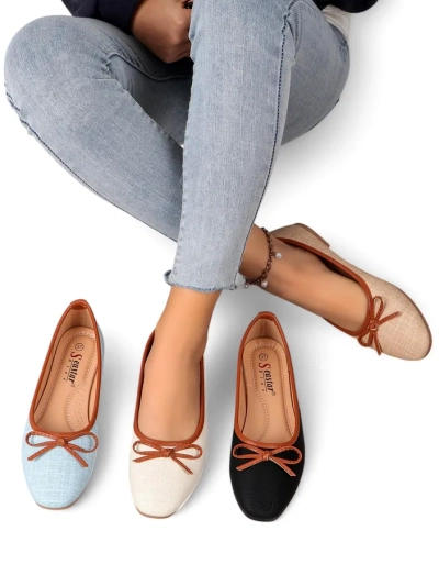 Royalfashion Дамски балерини с блестящи елементи и панделка Aramie