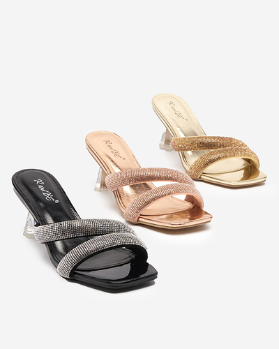 Czarne damskie klapki na niskim obsacie Teroo- Obuwie