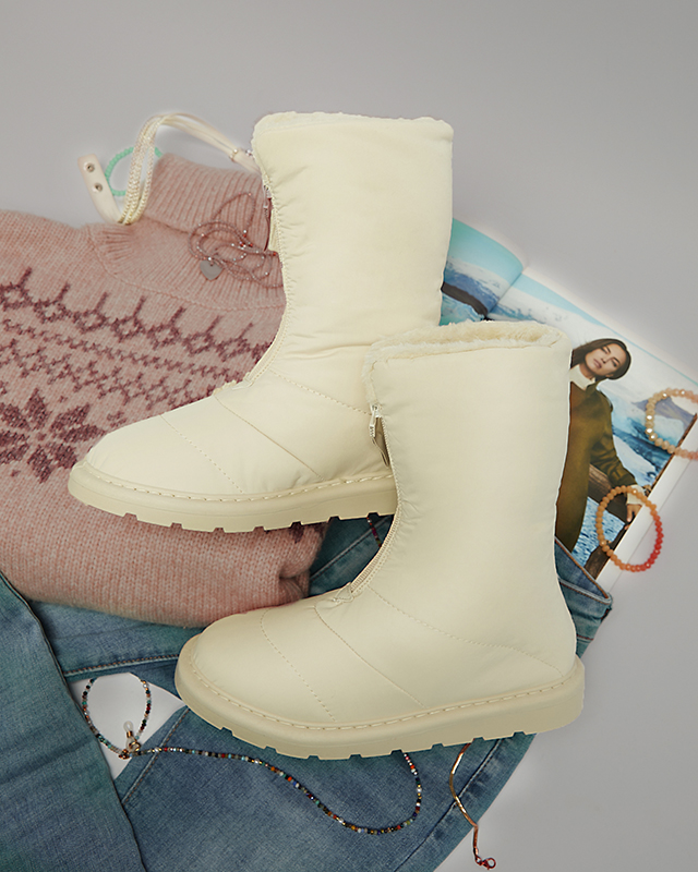 Бежови дамски обувки a'la снежни ботуши Tirigga- Footwear