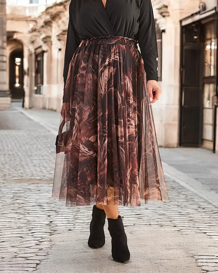 Дамска двуслойна миди пола на Royalfashion