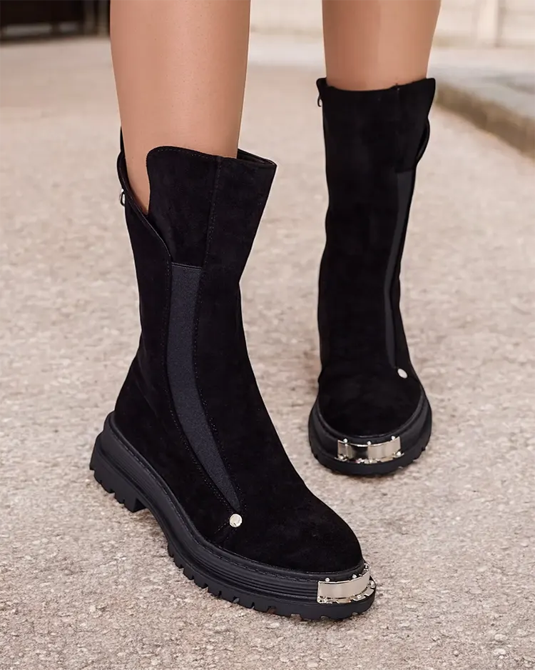 Royalfashion Дамски ботуши от еко велур Homni