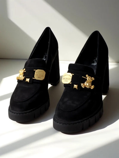 Katherine Elegante Черни Велурени Обувки на Ток