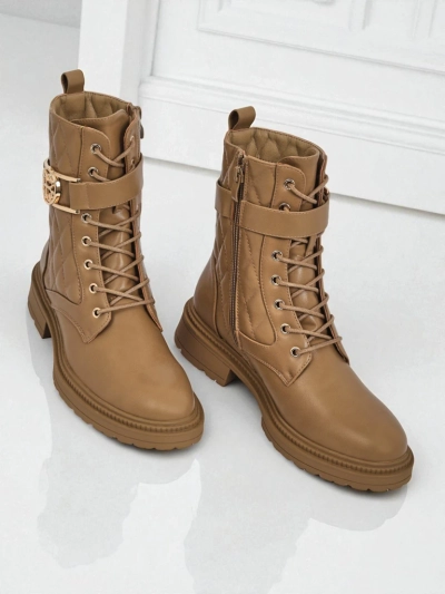 Дамски боти с ефектна капитонирана еко кожа Sable Rose