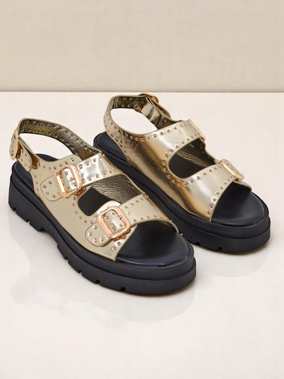 Royalfashion Дамски сандали на дебела подметка с камъчета Rocky Chic