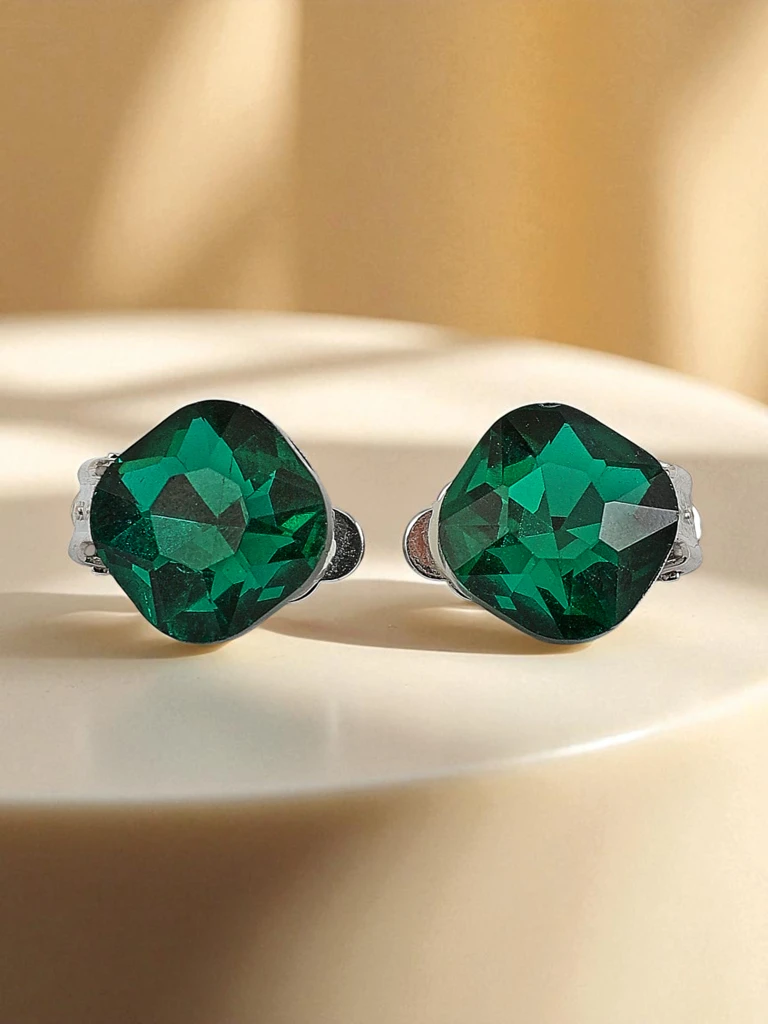 Royalfashion Дамски обеци с клипс и кристал