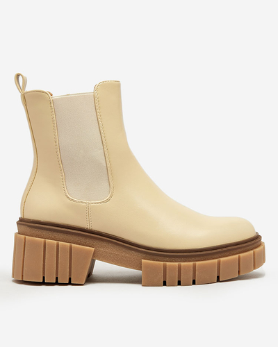 Royalfashion Бежови дамски ботуши с масивна подметка Eferope