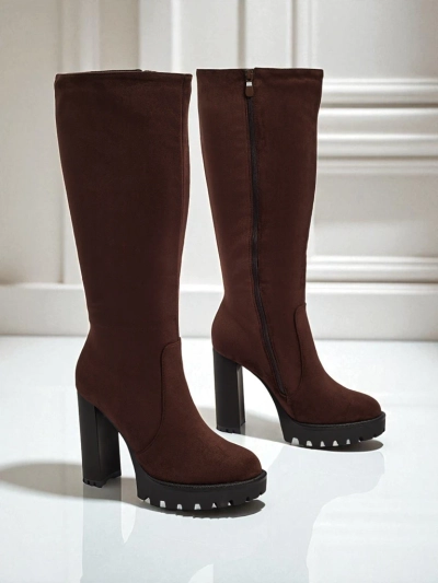 Дамски еко велурени ботуши на ток GaleNest