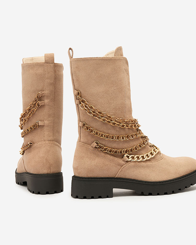 Royalfashion Дамски ботуши тип "багер" в светлокафяво Goserre