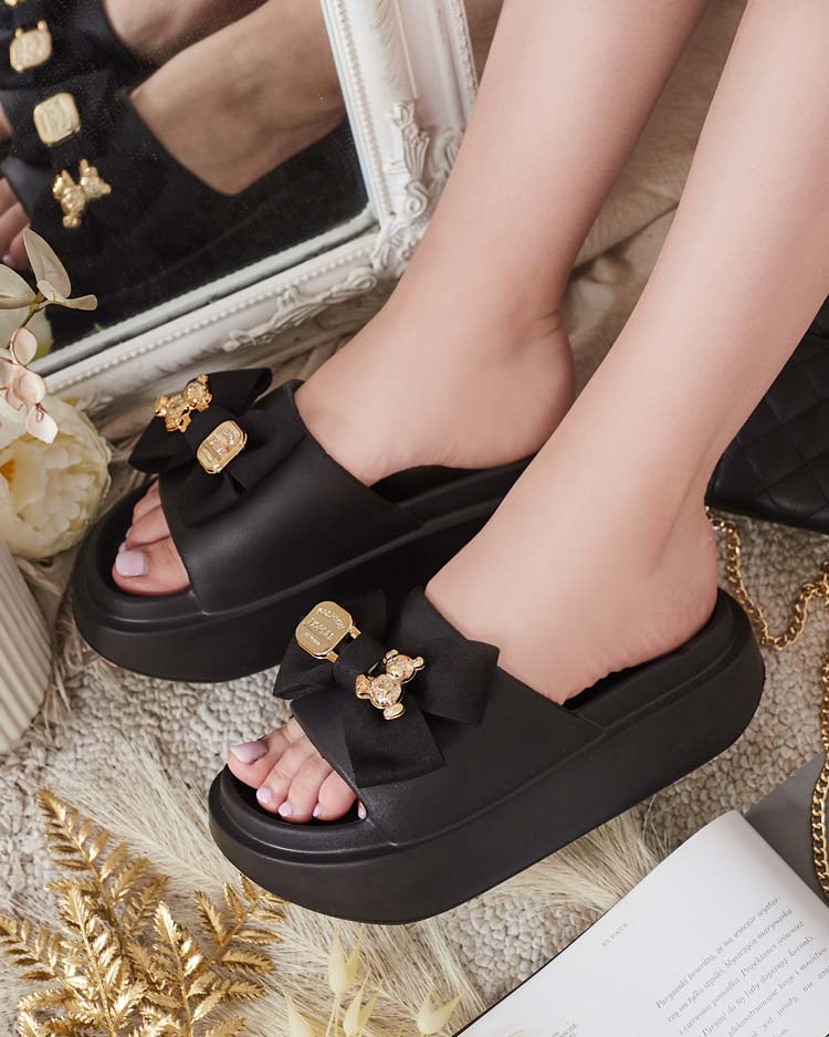 Royalfashion Дамски гумени джапанки с декоративна панделка Apis