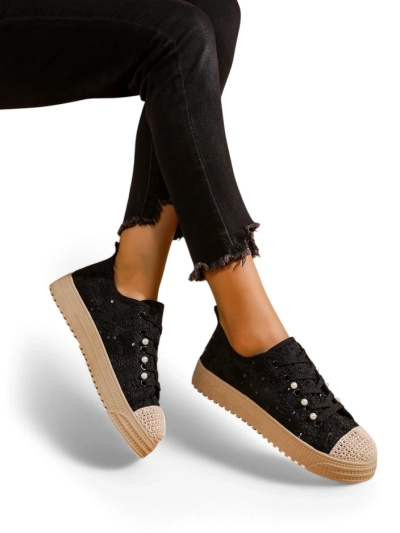 Royalfashion Дамски кецове от дантела с пайети Nille