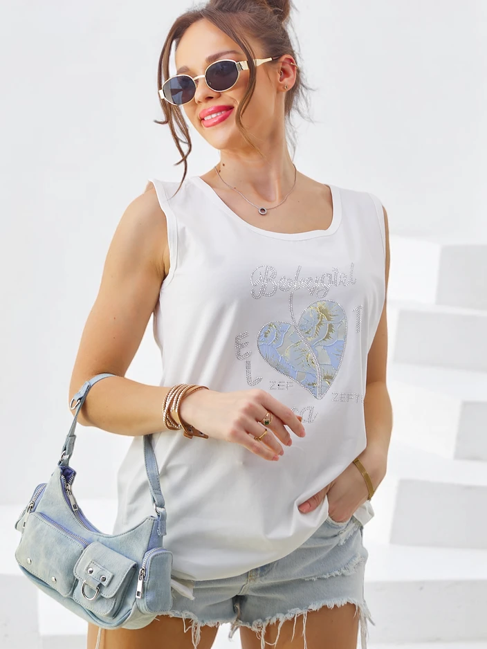 Рокля Royalfashion Памучен дамски потник с сърце