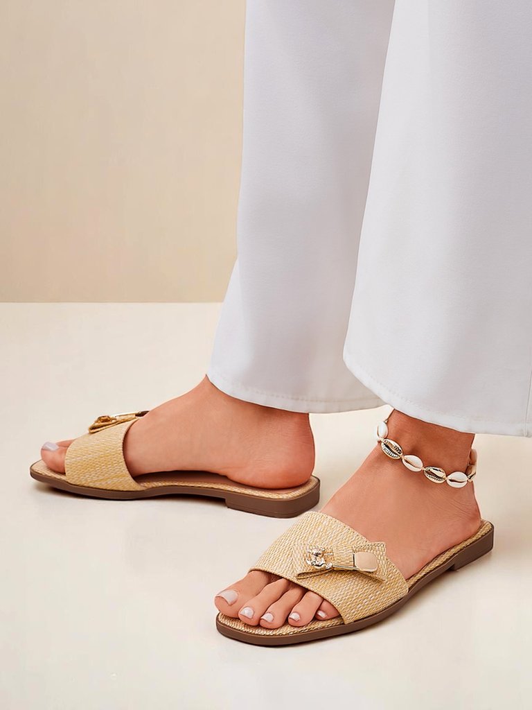 Royalfashion Дамски сламени чехли сандали Aurelia