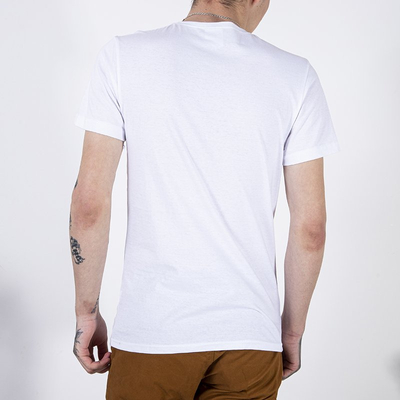Biała bawełniana koszulka męska z printem - Odzież