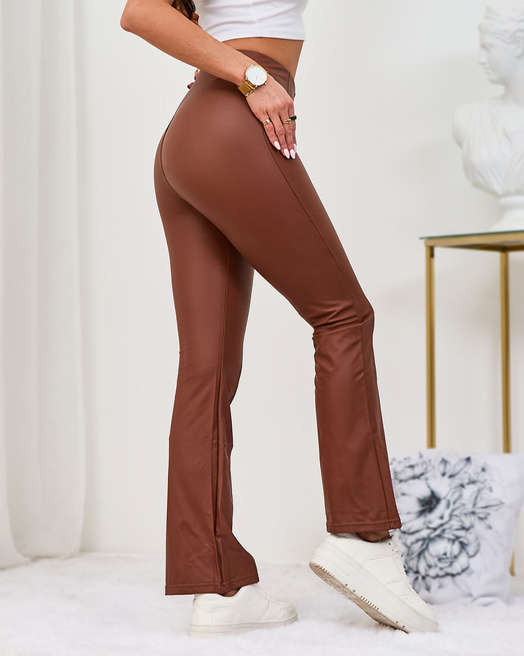 Royalfashion Кафяв дамски клин от екокожа a'la bells