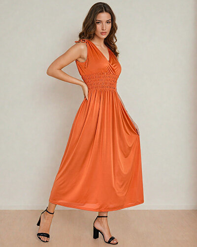 Royalfashion Гладка дамска миди рокля