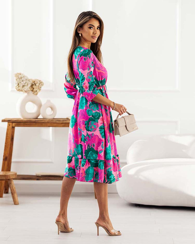 Royalfashion Дамска миди рокля с оригинален десен