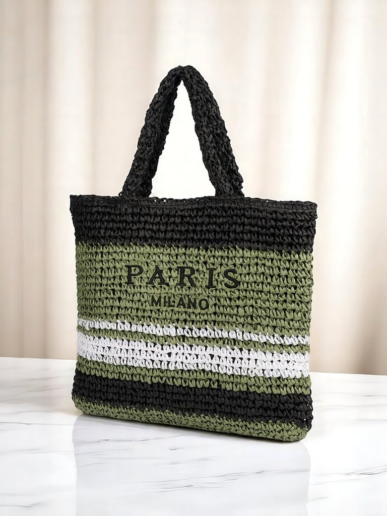 Royalfashion Голяма дамска чанта от слама Paris Stripe