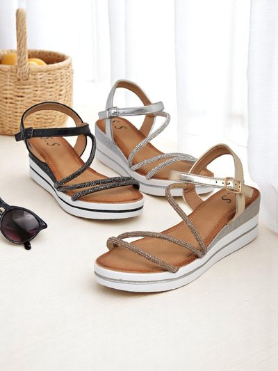 Royalfashion дамски сандали на платформа с кристали Ballosa