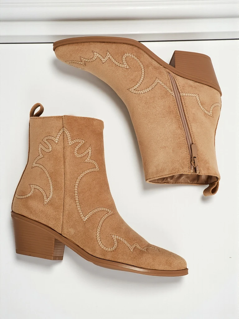 Botki damskie typu kowbojki Velvet Ash– na obcasie
