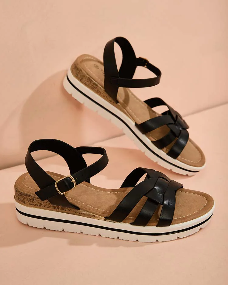 Royalfashion Дамски сандали с платформа от екокожа Noppis