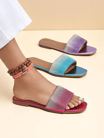 Royalfashion Дамски чехли с цирконии ShinyGlow