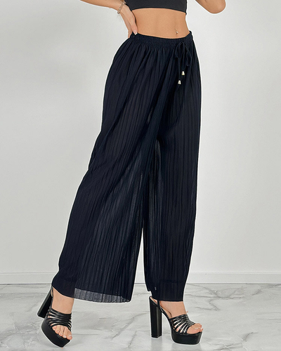 Royalfashion Дамски широки плисирани панталони
