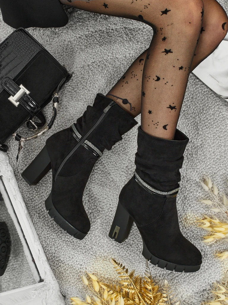 Дамски еко велурени боти на ток BrambleDusk