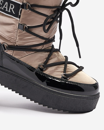 Дамски лакирани ботуши за сняг в златисто-розов цвят Fursav- Footwear