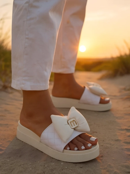 Royalfashion Дамски чехли на платформа с панделка Mivo Jump