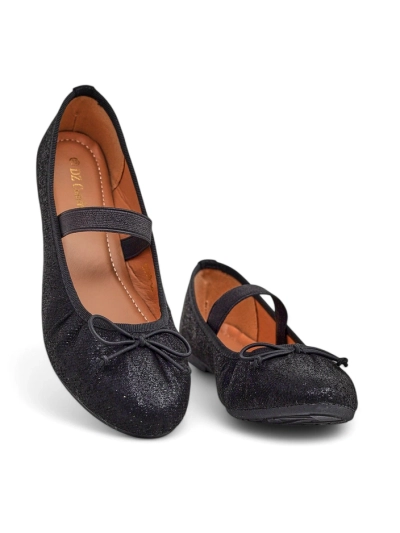 Royalfashion Блестящи дамски балетни обувки с панделка и еластична лента Safte