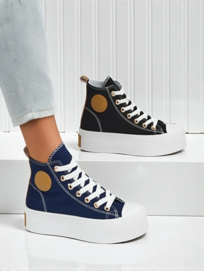 Adelina Capri Тъмносини Дамски Маратонки на Равна Платформа 4,5 см