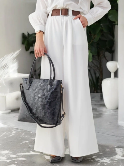 Royalfashion Чанта за жени от патентна кожа с релеф