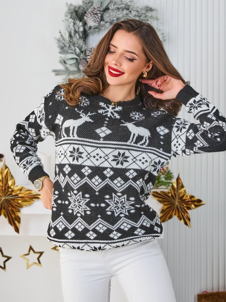 Royalfashion Дамски коледен пуловер