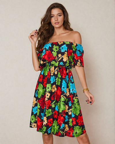 Royalfashion Десенирана дамска мини рокля a'la hiszpanka