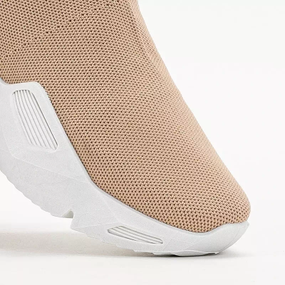 OUTLET Wysokie beżowe buty sportowe damskie Fisa - Obuwie