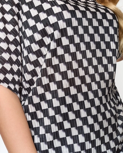 Черен дамски плисиран шарен комплект - Облекло