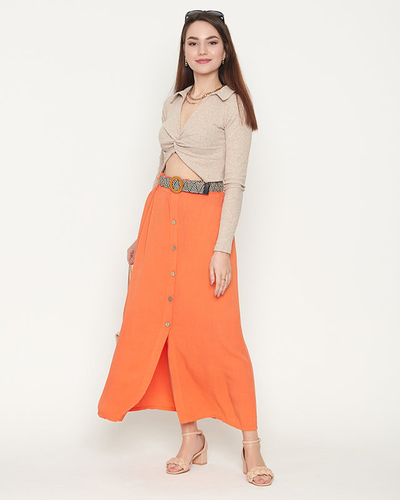 Damska spódnica midi pomarańczowa - Odzież