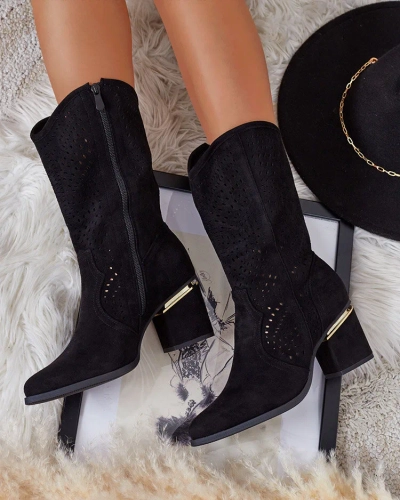 Royalfashion Ажурни ботуши на нисък ток Hewir