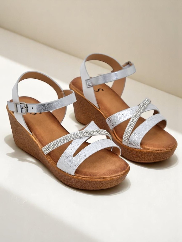 Royalfashion дамски сандали на платформа с камъни и блясък Eclat