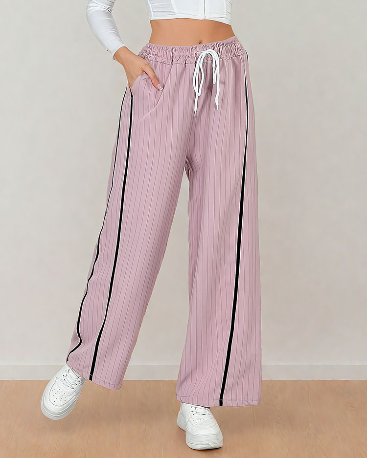 Royalfashion Дамски панталон от раиран плат с ивици