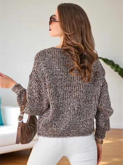 Royalfashion Женски пуловер с лъскав конец