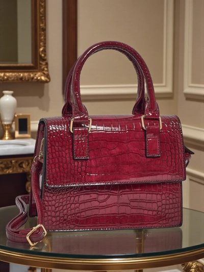 Лакирана малка дамска чанта от еко кожа Veluna