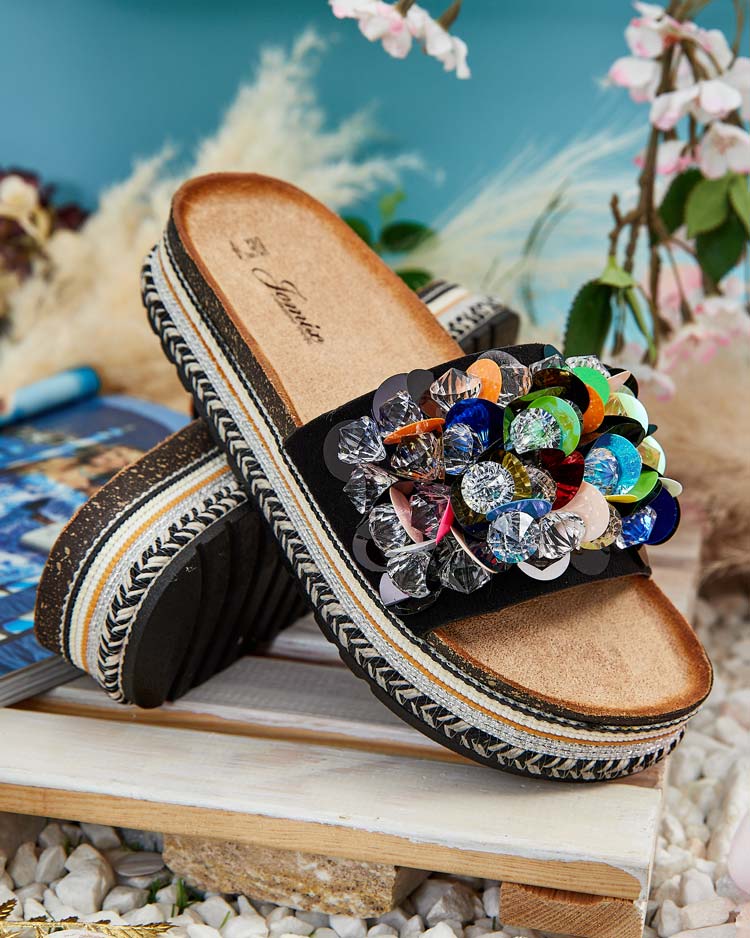 Royalfashion Women's Loassa rhinestone flip-flops