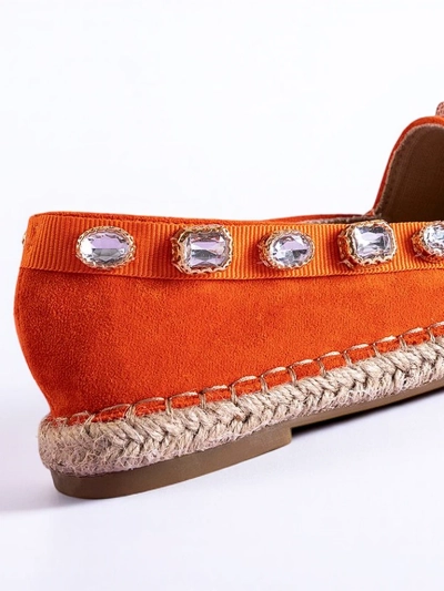 Pomarańczowe damskie espadryle z kryształkami Wamba - Obuwie