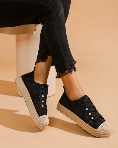 Royalfashion Дамски кецове от дантела с пайети Nille