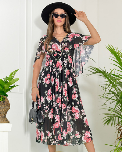 Royalfashion Дамска плисирана флорална миди рокля